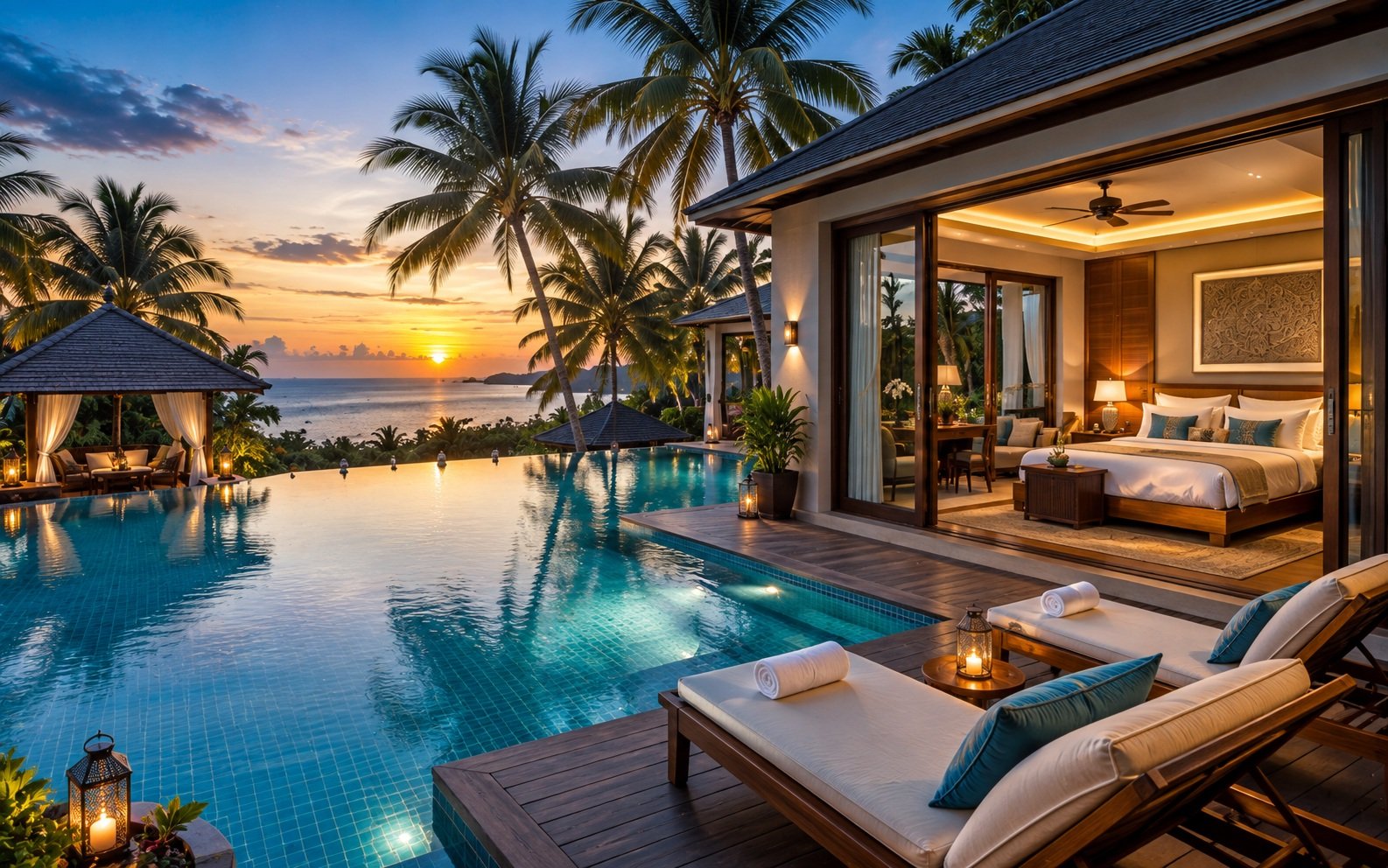 Services sunset luxury pool villa retreat